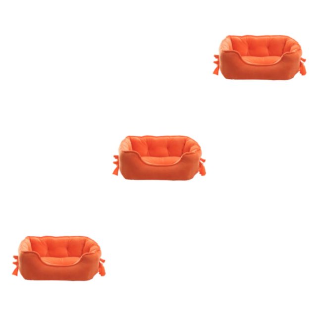 fastboy Dog Kennel Raised Rim For Optimal Head And Neck Support Washable Dog Bed orange S 3Set