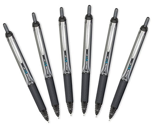 Black Ink Fine Point Pack of 6 0.7mm Pilot Precise V7 Rolling Ball Pen 
