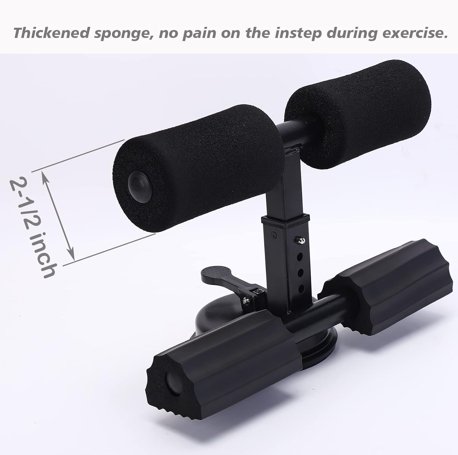 Black Sit Up Bar for Home Workouts - Abs Exercise Equipment with Foot Holder & Suction Cup Anchor