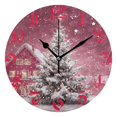 thumbnail image 4 of Wobogo Christmas Shining Tree Wall Clock 10in Silent Mechanism Battery Operated Retro Style for Living Room Bedroom and Kitchen Gold Pointer, 4 of 10