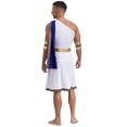 thumbnail image 2 of Doomiva Men's Ancient Greek God Toga with Sleeves One Shoulder Halloween Costume Tunic Role Play Blue L, 2 of 6