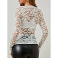thumbnail image 6 of Women Long Sleeve Tops Shirts Dressy Hollow Out Crochet Lace Embroidered Blouses 2025 Fashion White XL, 6 of 7