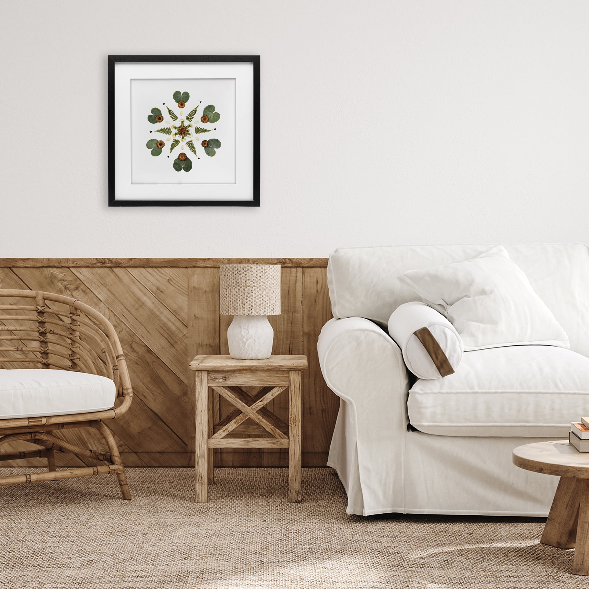 Stupell Industries Lily Pad & Fern Mandala Black Framed Print Under Glass, design by Beth Adoette