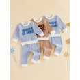 thumbnail image 3 of Lairauiy Toddler Baby Boys Fall Outfit 6 12 18 24 Months 2T 3T Long Sleeve Striped Sweatshirt with Pants Clothes Set, 3 of 9