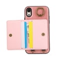 thumbnail image 5 of for iPhone XR Wallet Case with Card Slots, Hand Wrist Strap Rotate Ring Design, Finger Grip Ring PU Leather Magnetic Button Shockproof Purse Phone Cover for iPhone XR, Pink, 5 of 7