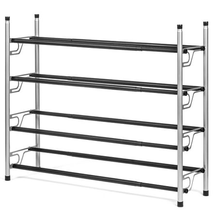 USTECH 4-Tier Expandable Shoe Rack, Adjustable & Stackable Metal Shoe Organizer for Closet, Entryway, or Bedroom – Holds 12–16 Pairs