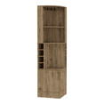 thumbnail image 4 of Royard Oaktree Corner Bar Cabinet with 8 Wine Racks and Glasses Holder, Tall Wine Bar Cabinet for Liquor and Glasses, Farmhouse Sideboard Storage Cabinet with Doors and Open Shelves, Dark Brown, 4 of 6