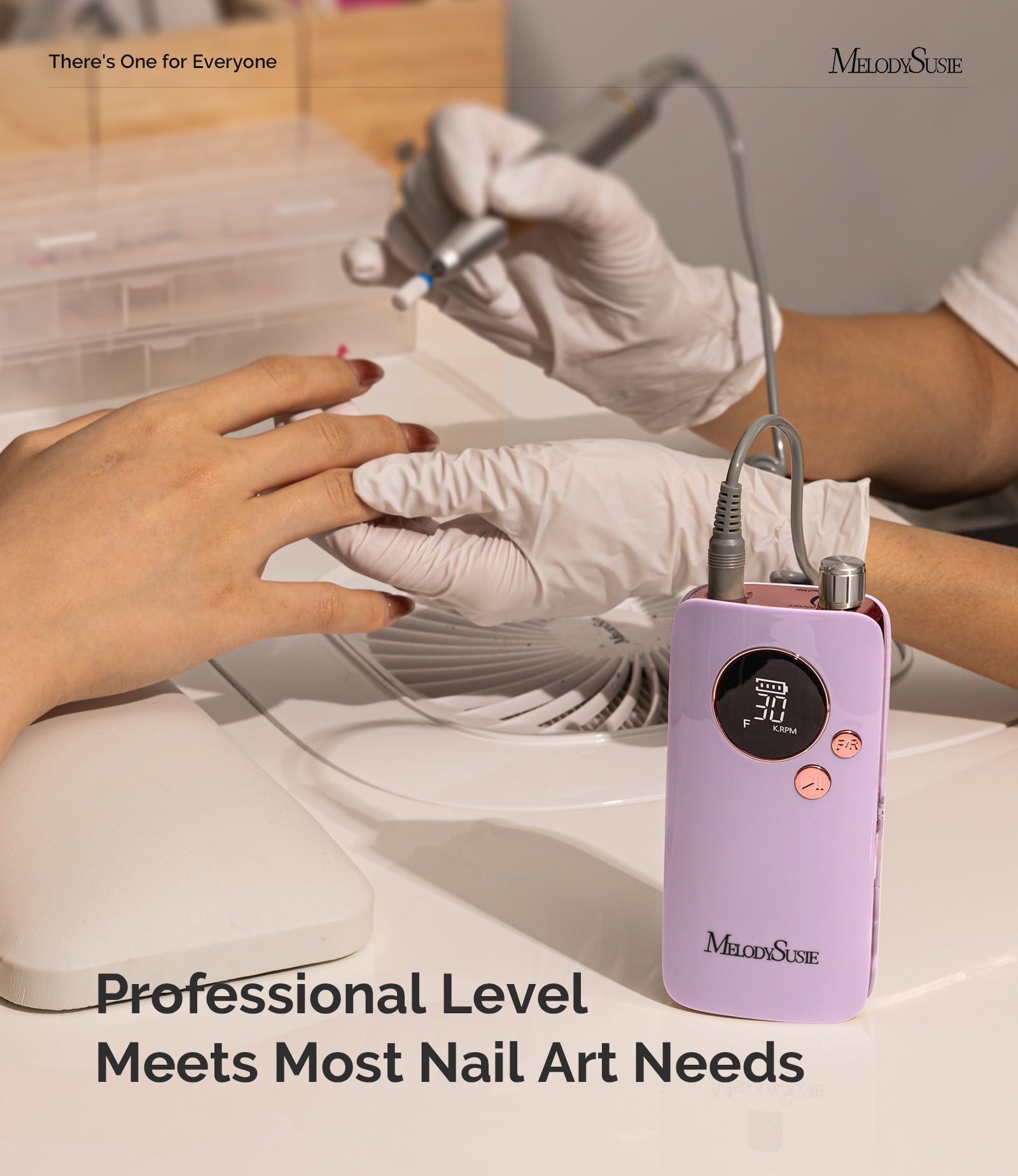 MelodySusie Entry-Level Clip-On Cordless Nail Drill, SC320F 30000RPM E-File with Pastel & Colorful Aesthetic Design for Manicure Shaping & Gel Removal