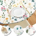 thumbnail image 4 of Pioneer Flower Floral Print Pattern Round Fitted Tablecloth with Elastic Edge,Dining Table Cover Waterproof,Outdoor Round Tablecloth for Camping,Dining,Indoor and Outdoor, 4 of 7