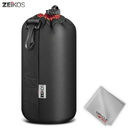 Soft Lens Pouch Case Zeikos Large Size Lens Case Pouch for DSLR Camera Lens + Free MiracleFiber Cleaning Cloth ()
