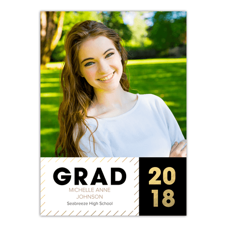 personalized graduation announcement hats off grad 5 x 7 flat