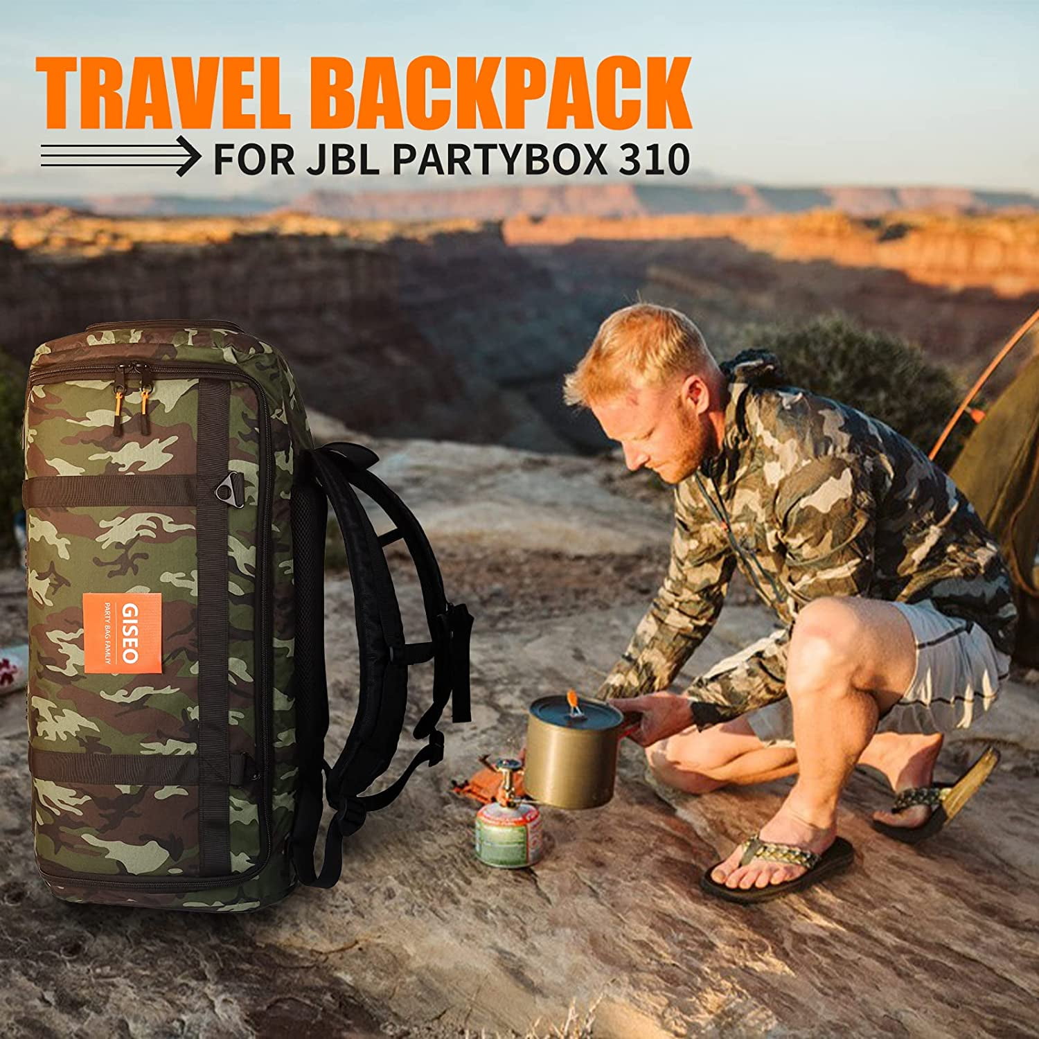 Speaker Bag Rugged Speaker Bag Carry Case Compatible with JBL Party Box Series, Portable Speaker Carry Tote Bag Backpack (for JBL Partybox 310 Camouflage)