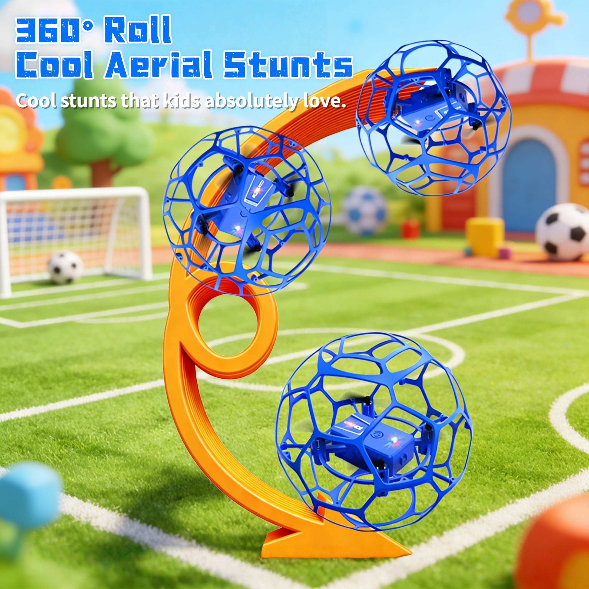 RC Flying Soccer Ball Drone for Kids, Mini Helicopter with Full Protective Net Cage, 360° Flips & LED Lights, One-Key Takeoff, Safe Indoor Outdoor Toy Gift for Boys & Girls.