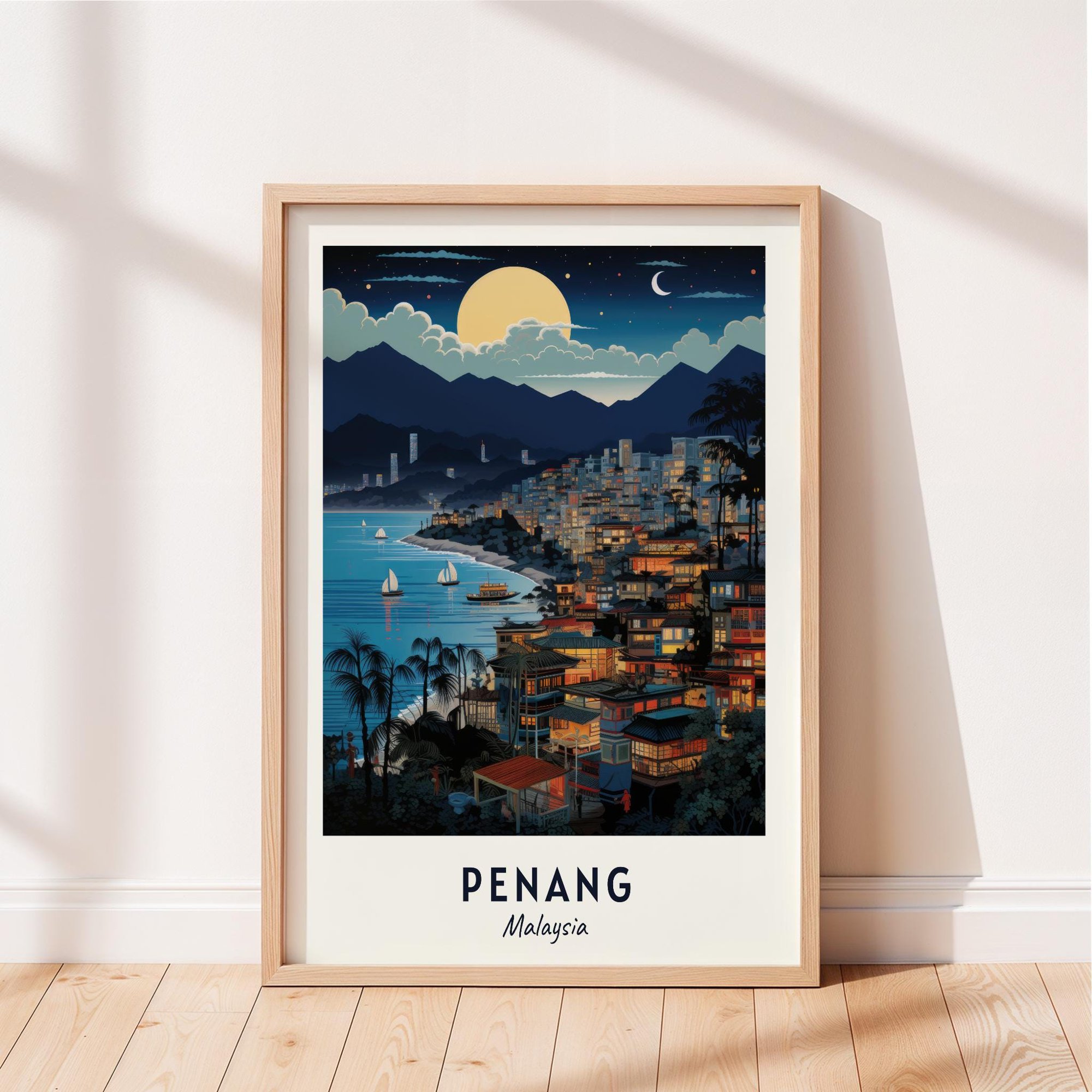 Penang Travel Malaysia Cityscape Poster , Poster Print Only