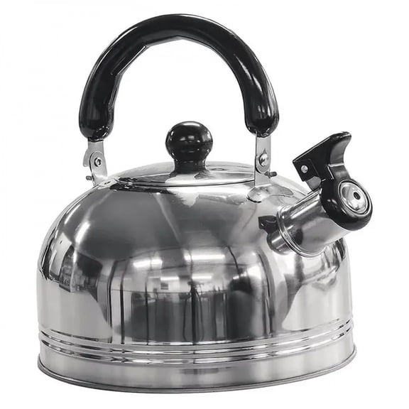 Camping Stainless Steel Whistling Kettle in 2L Portable Travel Teapot Coffee Pot with Folding Safe Handle Camping Cookware