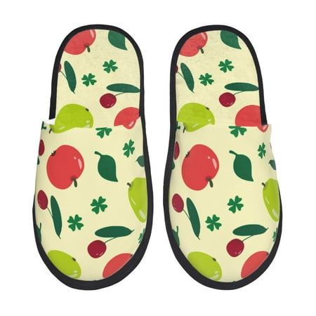 

Slippers for Women Cute Teal Pear Red Fruit Womens Slippers Fuzzy Winter House Shoes Soft Anti-Skid Slippers Indoor and Outdoor