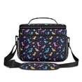 thumbnail image 2 of Dinosaur and Planet Black Pattern Insulated Lunch Box for Women Men, Medium Leakproof Cooler Bag with Adjustable Strap, 10"x6.7"x8", 2 of 6