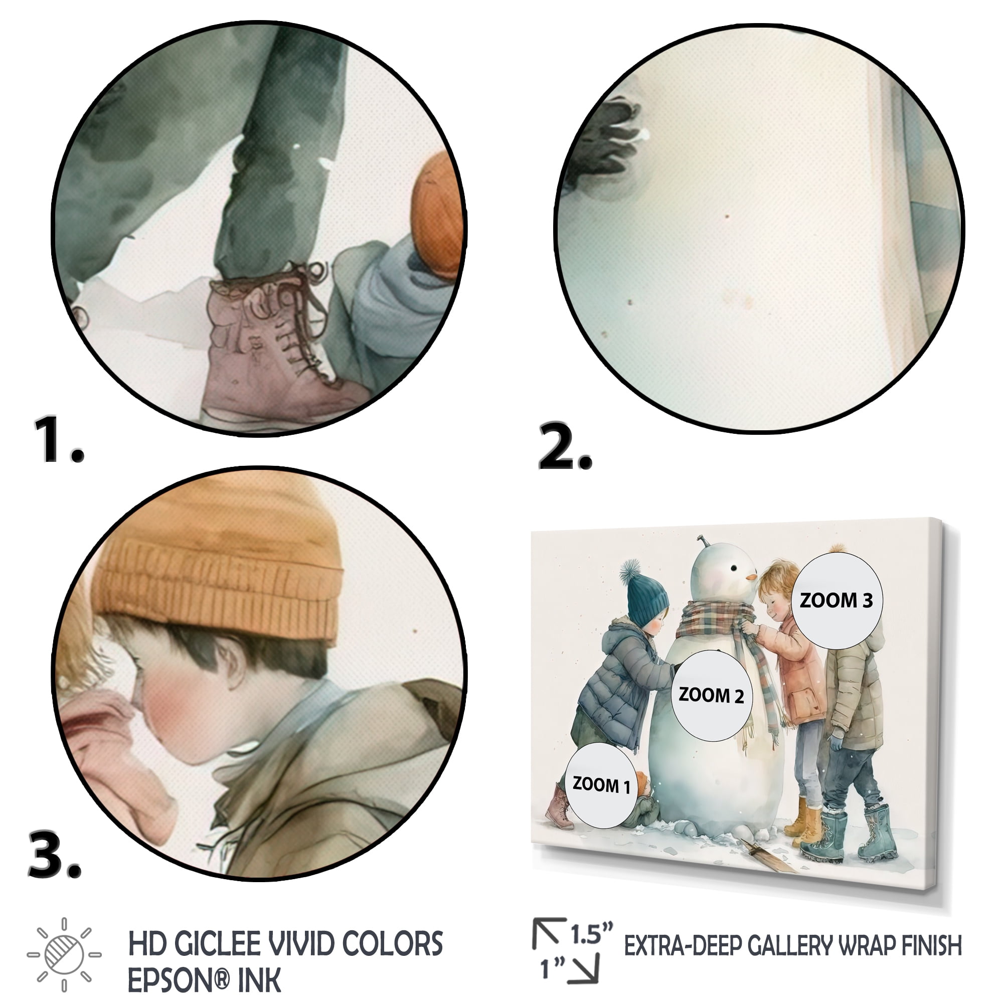 Designart Kids Building A Huge Snowman IV Canvas Wall Art