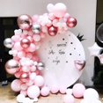 thumbnail image 1 of Kit de arco de guirnalda de globos rosas, 109 globos rosas, blancos y dorados, globos rosas en 4D, arco de globos plateados y rojos metálicos para baby shower de niñas, nosotros, 1 of 5