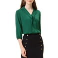 thumbnail image 1 of INSPIRAR CHIC Blusas de Oficina para Mujeres con Cuello en V y Mangas 3/4 Talla XS Verde, 1 of 6