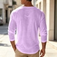 thumbnail image 4 of ZORYEVY Winter Long Sleeve T Shirts for Men Vacation Cotton Casual Tops for Men Vintage V Neck Solid Lightweight Tops, Purple XXL, 4 of 6