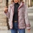 thumbnail image 5 of Women's Fleece Jacket Sherpa Teddy Fleece Coat Button Front Warm Outerwear with Pockets Stand Collar for Fall Winter, 5 of 9