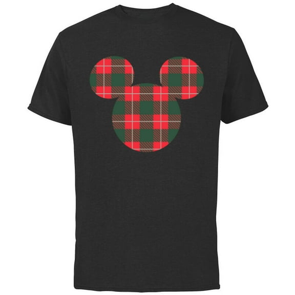 Disney Mickey Mouse Icon Holiday Flannel - Short Sleeve Cotton T-Shirt for Adults - Customized-Black