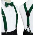 thumbnail image 3 of KAMBERFT Men's Dark Green 1.4 inch Wide Adjustable Y-Back Suspenders, 2-Piece Set with Pre-Tied Bow Tie, 3 of 5