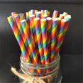 thumbnail image 4 of Pajitas de arcoíris degradables, respetuosas con el medio ambiente, pajitas desechables para Bar, cena, Festival, juego de pajitas de papel para fiesta de Navidad, 100 Uds., 4 of 4