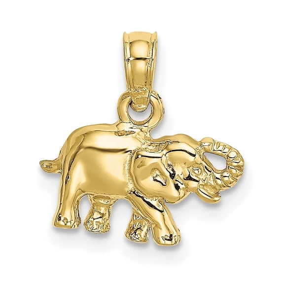 Diamond2Deal 10K Yellow Gold Polished Elephant Charm Pendant for Women (L- 0.47 inch, W-0.52 inch)