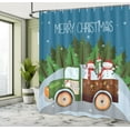 thumbnail image 4 of Ambesonne Christmas Shower Curtain, Noel Truck with Snowmen, 69"Wx75"L, Olive Green Petrol Blue, 4 of 4