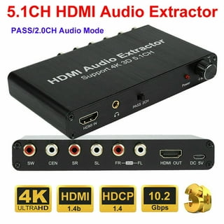 HDMI Audio Extractor,eSynic Professional HDMI Audio Extractor 4K HDMI  Optical Adapter HDMI Audio Splitter with Power Switch Supports Optiacl RCA  and