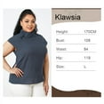 thumbnail image 3 of Celmia Womens Summer Casual High Collar Button Up Short Sleeve Tunic Blouses, 3 of 8