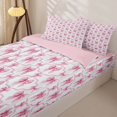 thumbnail image 3 of Homewish Pink Bow Zipper Full Size Comforter Sets with Fitted Sheet and 2 Pillowcases,Princess Style Zipper Bedding Set,Pink Reversible,4-Piece, 3 of 7