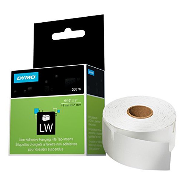 DYMO LW Hanging File Tab Insert Labels for LabelWriter Label Printers, White, 9/16'' by 2'', 1