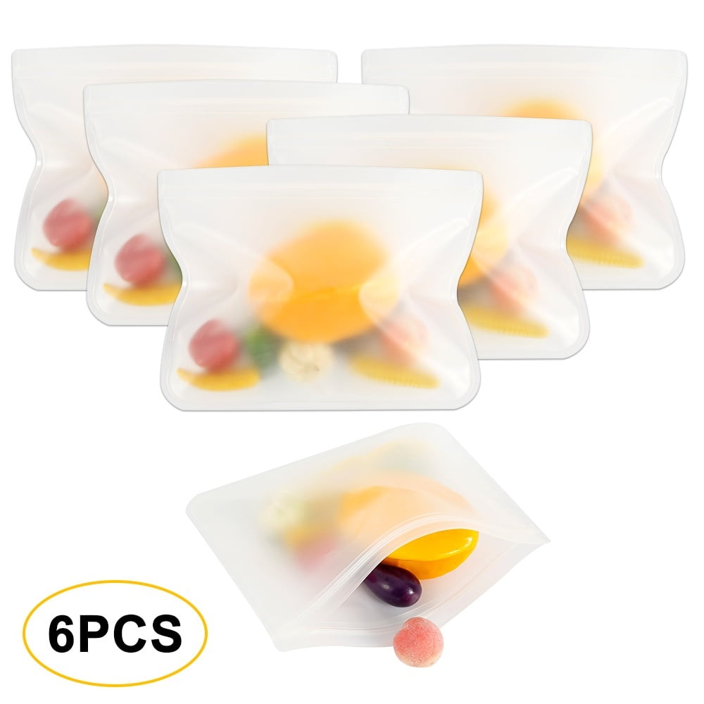 6Pcs Reusable Food Storage Bags Large Set of 6 LeakProof FreezerProof