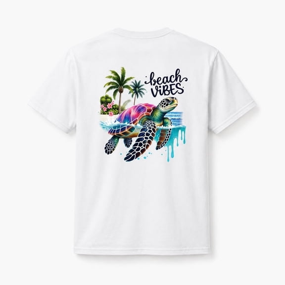Beach Vibes Sea Turtle Graphic T-Shirt Women Coastal Summer Tee Crewneck Short Sleeve Cotton
