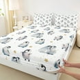 thumbnail image 3 of Manfei Cartoon Penguin Child Queen Sheet Sets, Gold Stars Print Flat Sheet, Kawaii Antarctic Animal Queen Fitted Sheet, Super Cozy Room Decor, 4pcs, 3 of 7
