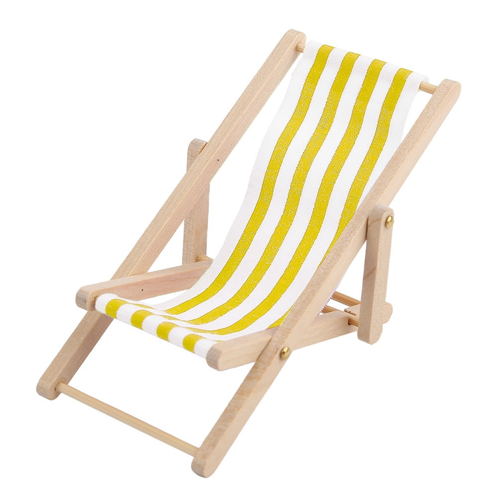 Dollhouse Beach Chair, 1/12 Mini Furniture Foldable Beach Chair