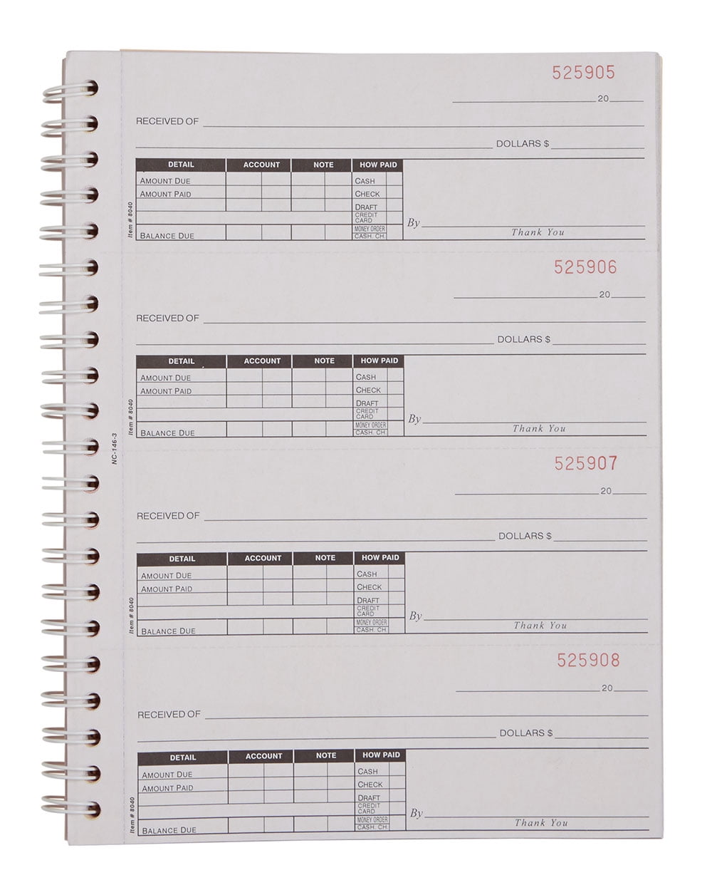 3-Part Cash Receipt Book - Receipts for Payments (Book of 200)- Receipt Book 3 Part Carbonless - Professional Rent Receipt Book with Perforated Pages - Multiuse Receipt Books for Business Transactions
