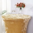 thumbnail image 5 of Efavormart Champagne Crushed Velvet Stretch Fitted Round Highboy Cocktail Table Cover, 5 of 5
