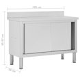 thumbnail image 4 of vidaXL Work Table with Sliding Doors 120x50x(95-97) cm Stainless Steel, 4 of 5