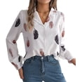 thumbnail image 2 of Blusa de Larga para Mujer, Informal, Elegante, con Estampado de Solapa, Corte Holgado, para Oficina. XL, 2 of 10