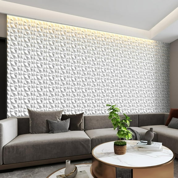 FLOLEOPA Textures 3D Wall Panels White Design for Interior Wall Decor Pack of 30 Tiles 29 Sq Ft (PVC)