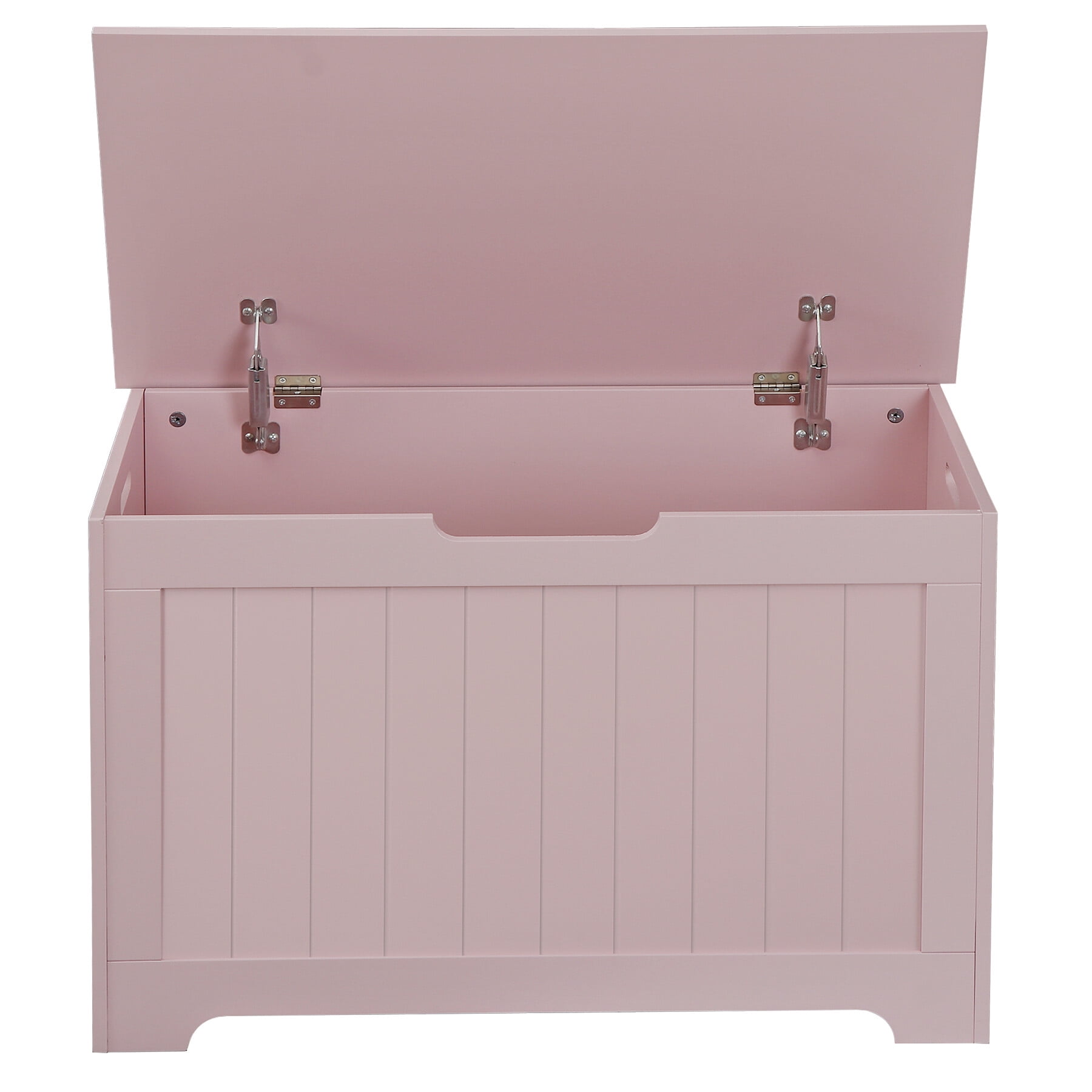 ZENSTYLE Lift Top Entryway Storage Chest/Bench with 2 Safety Hinge, Wooden Toy Box, Pink