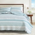 thumbnail image 6 of Striped Quilt Set - Lightweight, Soft, All-Season - 3-Piece Reversible Paisley Bedding Set (King / California King, Blue), 6 of 6