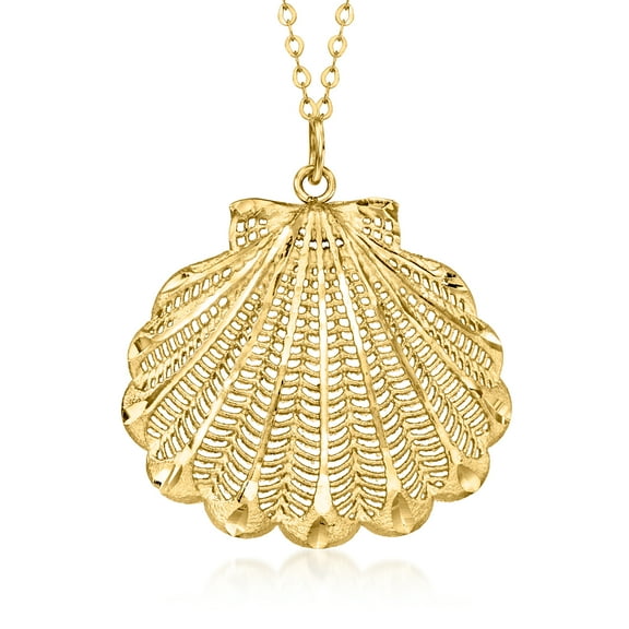 Ross-Simons Italian 14kt Yellow Gold Scallop Seashell Necklace, Women's, Adult