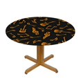 thumbnail image 3 of HAOXIT Fire Flame Music Note Elastic Edged Fitted Round Tablecloth , Waterproof Oil Proof Polyester Table Cloth Decorative Fabric Table Cover for Dining Table 31"-35, 3 of 8