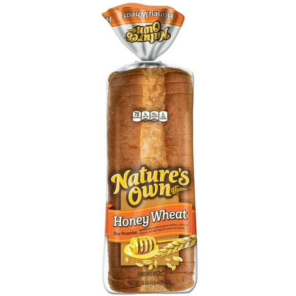 2 Pack Nature's Own Honey Wheat Sandwich Bread Loaf, 20 oz, Shelf-Stable