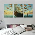 thumbnail image 3 of Nawypu Salvador Dali Ship With Butterfly Insect Canvas Painting Abstract Framed Prints Wall Art Picture For Living Room Decor 12''x16''X3 Panels, 3 of 4